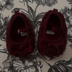 Plush Burgundy Kids Slippers